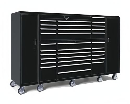 Aanvaardbaar OEM ODM Zwarte Blauwe Rolling Tool Box met Trolley en Grote Metalen Gereedschapskast