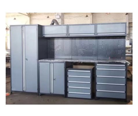 Werkplaats Metalen hoek gereedschapskast met rollende trolley en witte afwerking