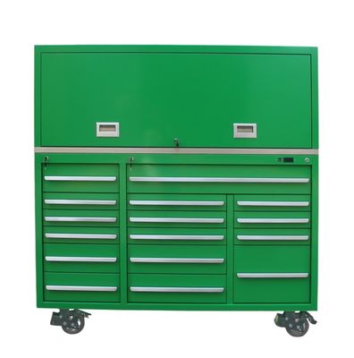 Zwarte 72 inch gereedschapskist roestvrij staal rollende kast voor garage organisatie