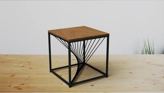 Postverpakking Verstelbare hoogte Metalen been Hout Top End Tafel voor modern huishoudelijk meubilair