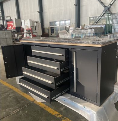 Zware garage gereedschapskist op wielen met metalen laden en optionele kast