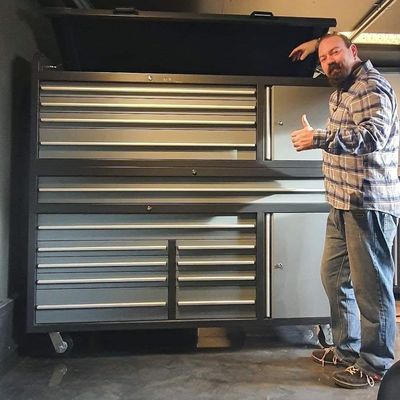 Garage organisatie koudgewalste stalen gereedschapskast met trolley in zilver