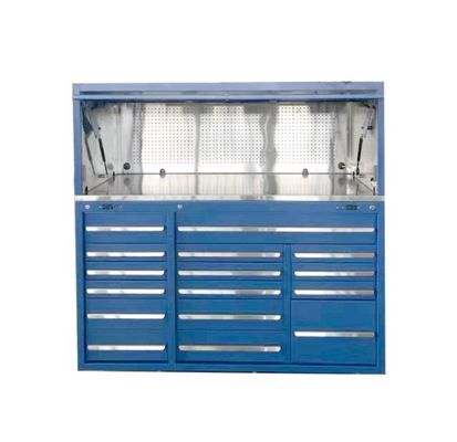 Garage Workshop Bruin 96 Inch 16 Drawer Rolling Tool Cabinet met Side Locker en Hutch
