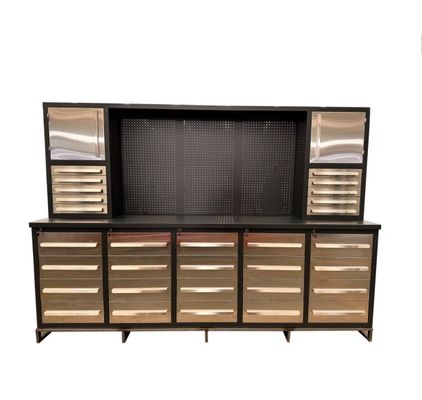 Koudgewalste staalplatenwerkbank met poederlaag en roestvrijstalen laden