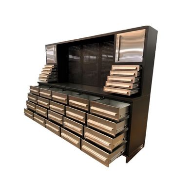 Koudgewalste staalplatenwerkbank met poederlaag en roestvrijstalen laden