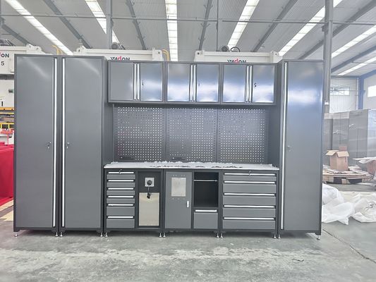 Zilveren garage metalen gereedschapskist 2 deuren hoge kast voor zware rolstaal gereedschapskast