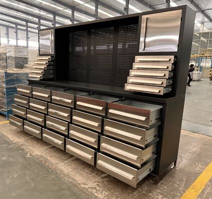Functionele werkbank van roestvrij staal voor werkplaatsgereedschapsopslag en zware trekmachines