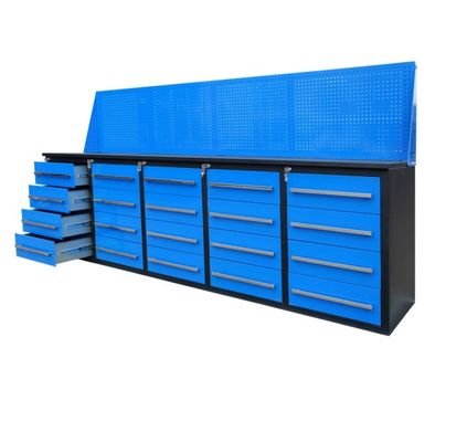 Werkbank van roestvrij staal voor zware werkzaamheden en laden voor het opslaan van gereedschap
