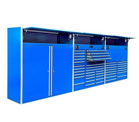 Rollend gereedschapskast met aluminium handgrepen voor gereedschappen in de garage